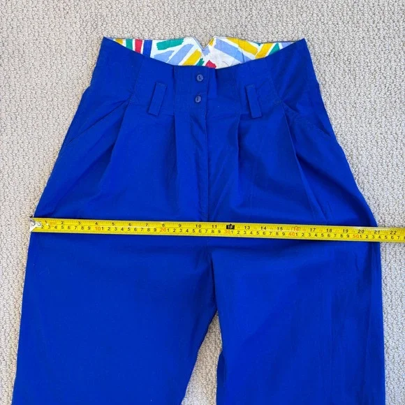 Art to Wear by Ken Done VNTG Blue High Waisted Pleated Tapered Pants Size Small - Picture 12 of 16